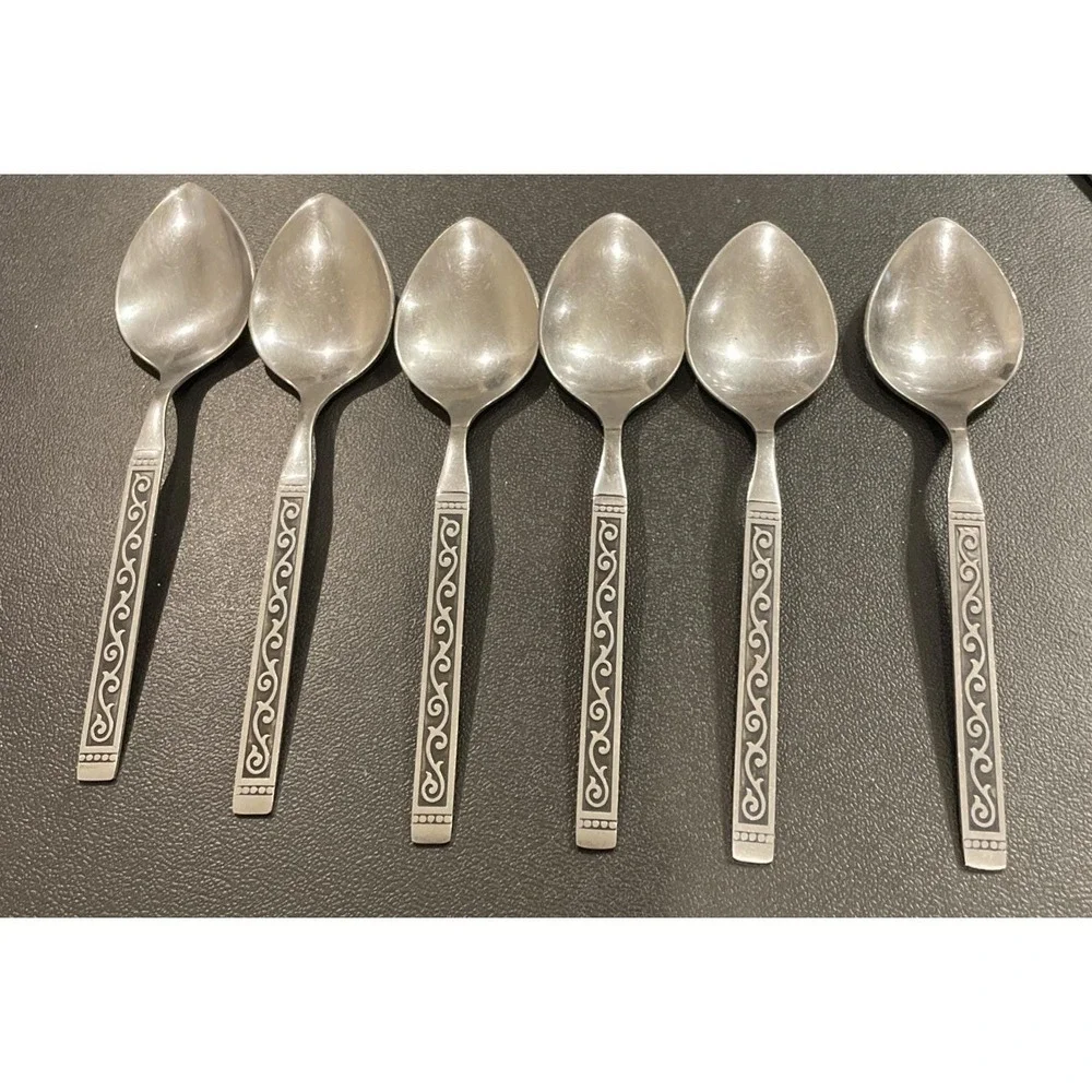 Oneida 1881 Roger Spanish Court Oval Soup Spoons Spoon‎ Stainless Set Of 6 #2